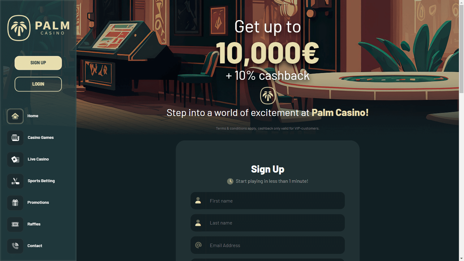 Palm Casino Στιγμιότυπο οθόνης για υπολογιστή